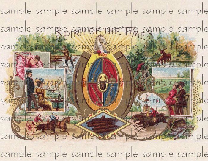Spirit of the Times Vintage Digital Cigar Box Art Ephemera Scrapbooking Altered Art Decoupage