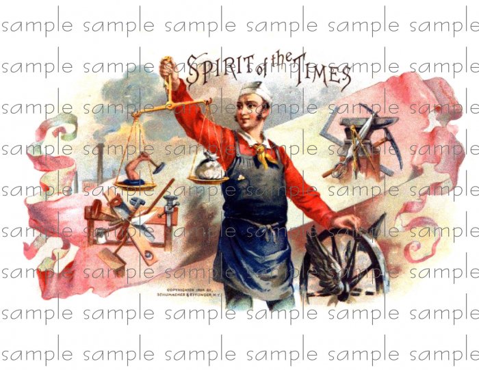 Spirit of the Times 2 Vintage Digital Cigar Box Art Ephemera Scrapbooking Altered Art Decoupage