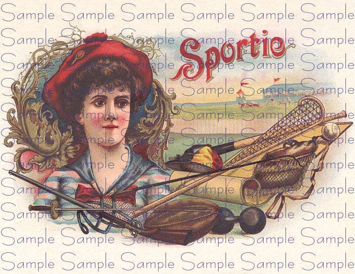 Sportie Vintage Digital Cigar Box Art Ephemera Scrapbooking Altered Art Decoupage