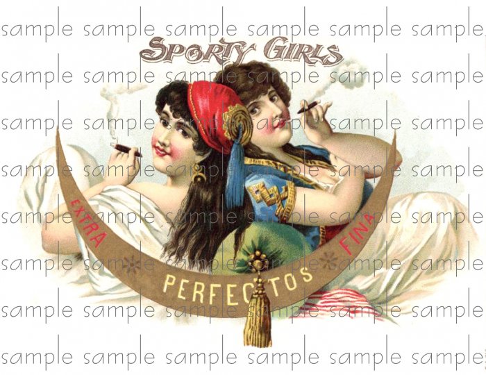 Sporty Girls Vintage Digital Cigar Box Art Ephemera Scrapbooking Altered Art Decoupage