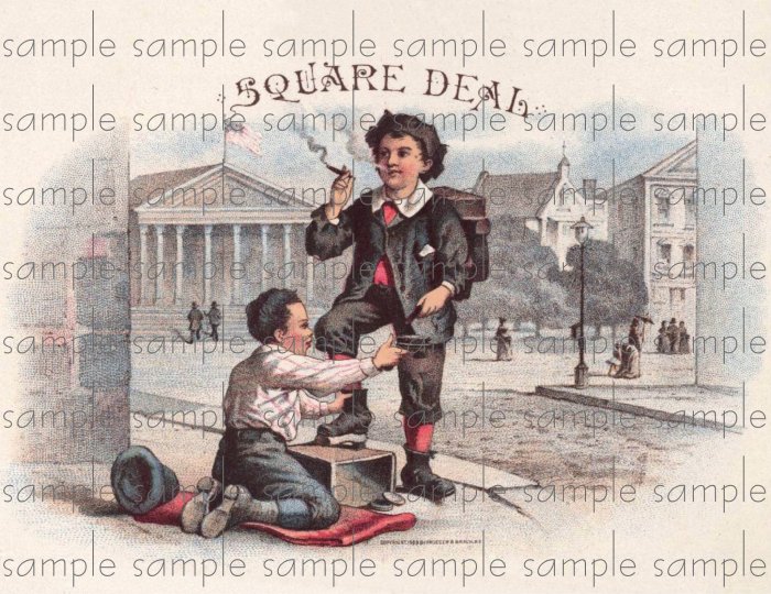 Square Deal Vintage Digital Cigar Box Art Ephemera Scrapbooking Altered Art Decoupage