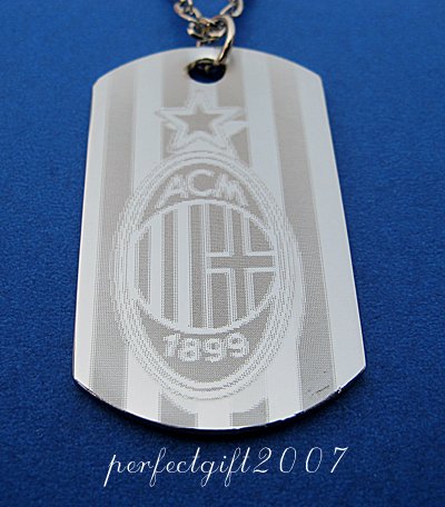 Stainless Steel AC Milan FC Dog Tag Necklace Pendant