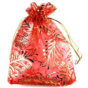 25 Christmas Jewelry Gift Bag Pouch Organza 3.9 x 5.5