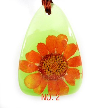 Amber Real Charm Flower Necklace Pendant NO.2