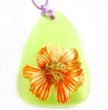 Amber Real Charm Flower Necklace Pendant NO.11