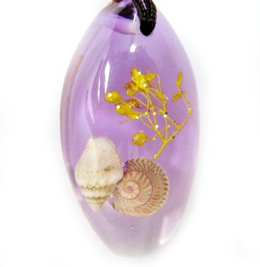 Amber Real Seashell Necklace Pendant Bead Multi-color NO.6