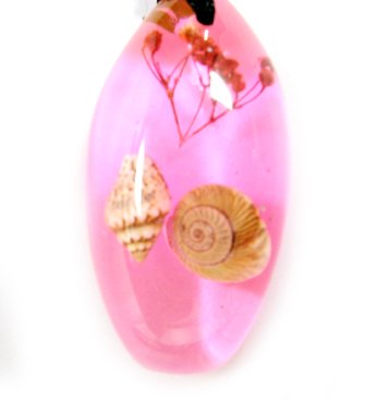 Amber Real Seashell Necklace Pendant Bead Multi-color NO.8