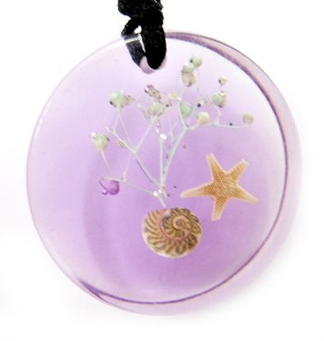 Round Amber Real Seashell Necklace Pendant Multi-color NO.2