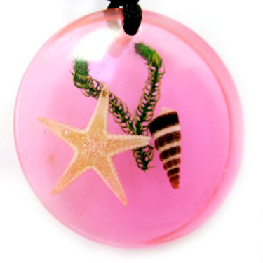Round Amber Real Seashell Necklace Pendant Multi-color NO.9