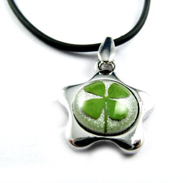 Real Four 4 Leaf Clover Charm Necklace Pendant Five-petaled Flowers