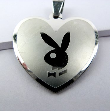 Stainless Steel Heart Shaped Necklace Pendant Bunny Playboy