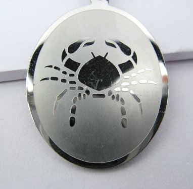 Stainless Steel Oval Horoscope Zodiac Pendant Cancer