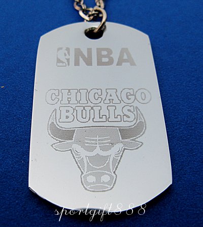 Stainless Steel NBA Dog Tag Necklace Chicago Bulls New