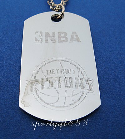 Stainless Steel NBA Dog Tag Necklace Detroit Pistons