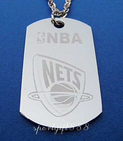 Stainless Steel NBA Dog Tag Necklace New Jersey Nets