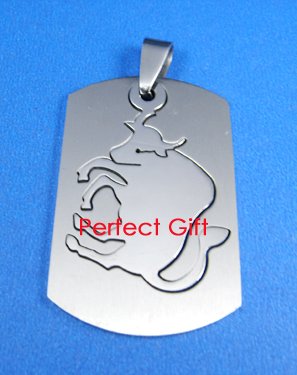 Taurus Stainless Steel Horoscope Zodiac Pendant Dog Tag 2-Piece New