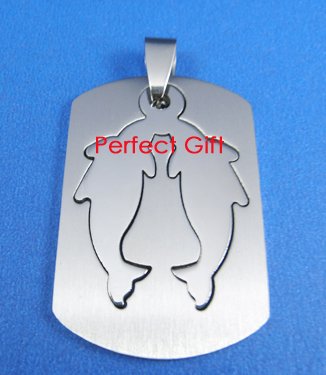 Pisces Stainless Steel Horoscope Zodiac Necklac Pendant Dog Tag 2-Piece