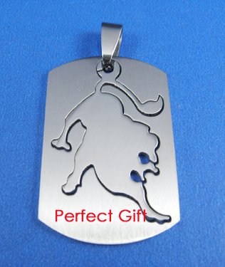 Leo Stainless Steel Horoscope Zodiac Necklace Pendant Dog Tag 2-Piece