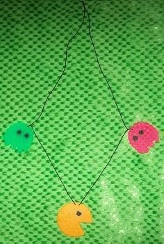 Pac man necklace with 2 ghosts