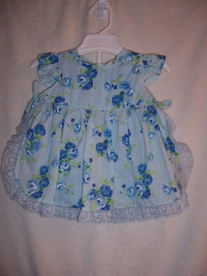 Blue flowered sundress size 6-9 mos.
