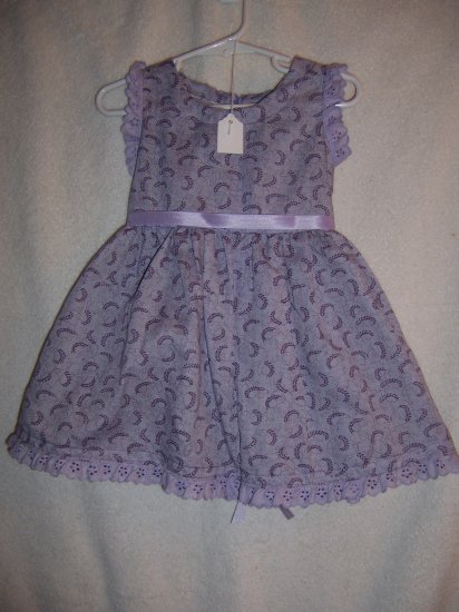 Purple paisley, white ribbon dress size 1