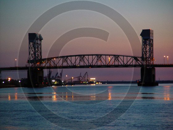 December Sunset - Cape Fear River Bridge - 2033 - 8x10 Framed Photo