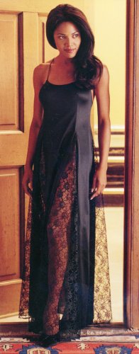Long Gown with Contrast Lace Panels.