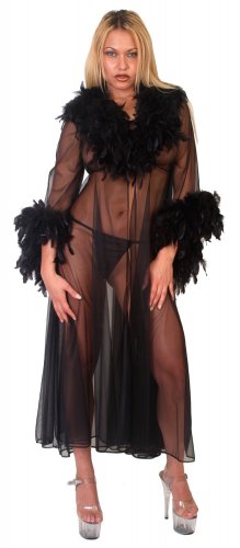 Feather Trimmed stripper robe and Maching Thong