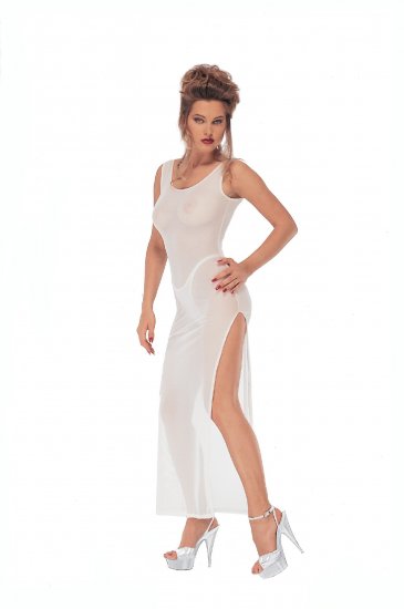 Long Tri Gown Wet Look. Stretch Lycra