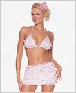Ruffle bikini top and skirt set.