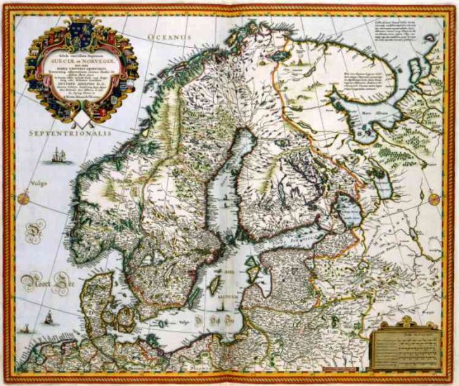 1656 Visscher Map of Norway Sweden, Finland--Reproduction