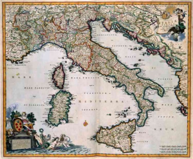 1681 Visscher Map of Italy--Reproduction