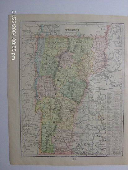1902 Cram's Atlas Map of New Hampshire and Vermont