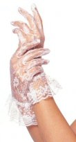 Stretch Lace Wrist Length Gloves with Ruffle