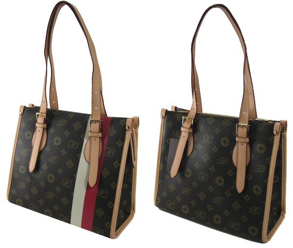 Letter Pattern Double Strap Handbags with 24K Plated Hardware