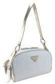 Pregio - Microfiber Metallic Strap Handbags with Double Buckle Side Accents