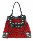 Animal Fur Design Handbags with Acrylic Stone and Buckle Accents
