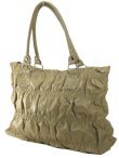Gathered Leather Look Handbags with Ring Straps and Studs