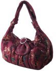 Sequin Velvet-Like Handbags with Knotted Strap and Flower Print