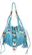 Elcante - Wood Beads and Shells on Pleated Drawstring Handbags