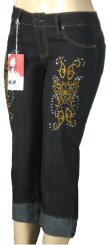 Embroidered Denim Capris 9