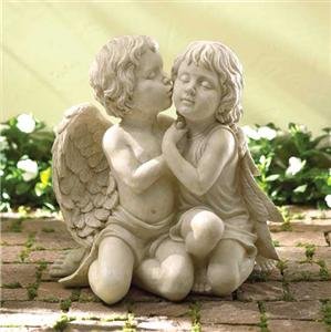 Kissing Cherubim Sculpture - lovely cherub garden/home decor