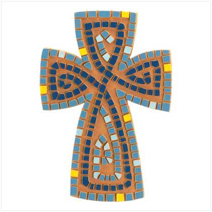 Earthenware Mosaic Cross - SHIPS FREE!!
