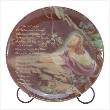 Lord's Prayer Decorative Plate - Jesus in worship - Lord's Prayer