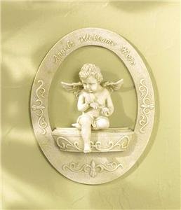 Cherub Welcome Plaque - European Decor - Cherub Welcome