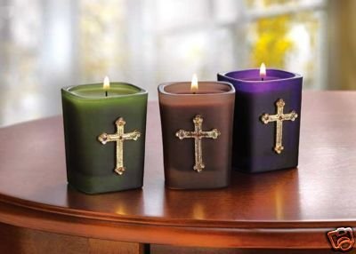 Jeweled Cross Votives - Cross Votives - Candles - Set of 3