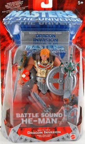 Battle Sound He-Man (Gold Armor) MotU Modern Classics + Mattel 200x Commemorative VHS Video