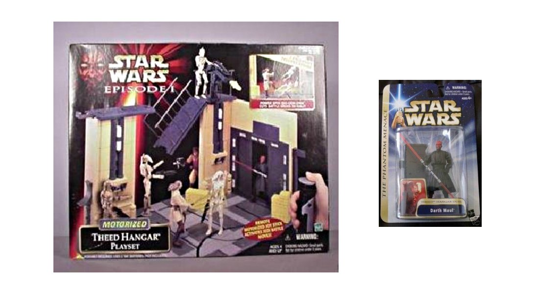 Star Wars Ep1: Theed Palace Assault Playset_Naboo Hangar + Action Figures Darth Maul, Qui-Gon, Droid