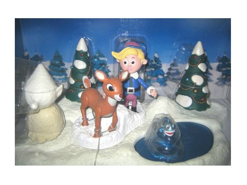Rudolph & Hermey Misfit Toys Deluxe Talking Playset Memory Lane-Santa's Xmas Village-Rankin Classics
