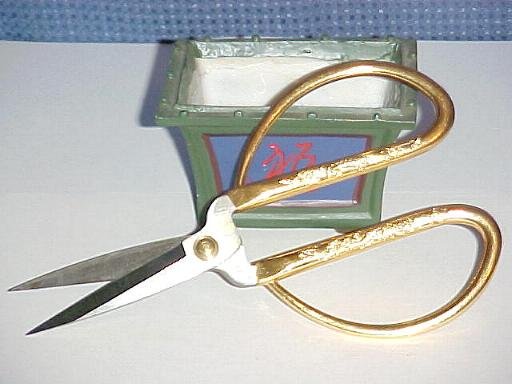 7" Stainless Steel Gold Handle Bonsai Shears